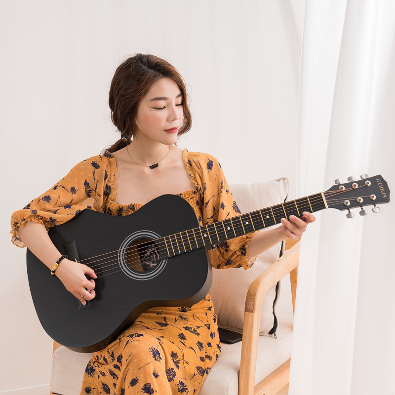 30寸36寸的圆角民谣吉他学生练习木吉他新手入门初学者乐器送全套