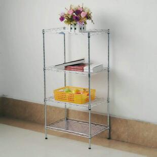 层带轮移动不锈钢货架置物架网格铁架子镀铬家用仓库防静电物料架