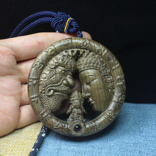 金丝楠阴沉木一念之间车挂手把件 鱼化龙九龙牌工艺品摆件雕刻