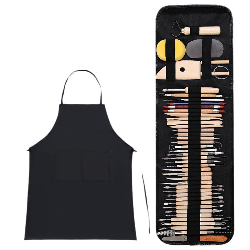 陶艺工具43件套多用途带围裙陶泥雕刻刀工具工具泥塑粘土