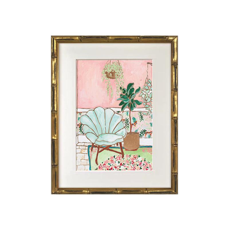 常玉欧式复古小众实木框装饰画北欧中式餐厅客厅抽象挂画摆台装饰