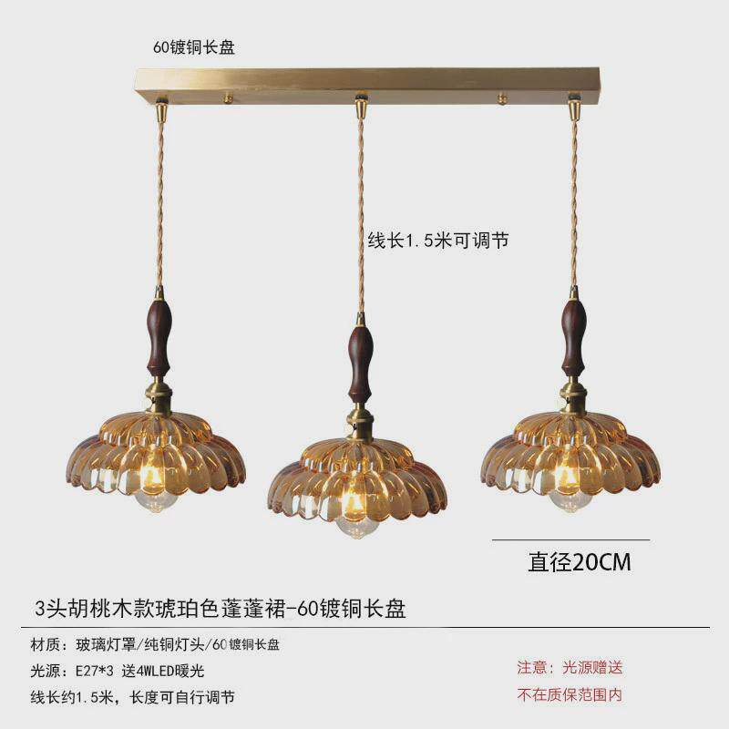 日式复古纯铜玻璃灯具ins创意个性餐厅灯吧台床头民宿店铺小吊灯
