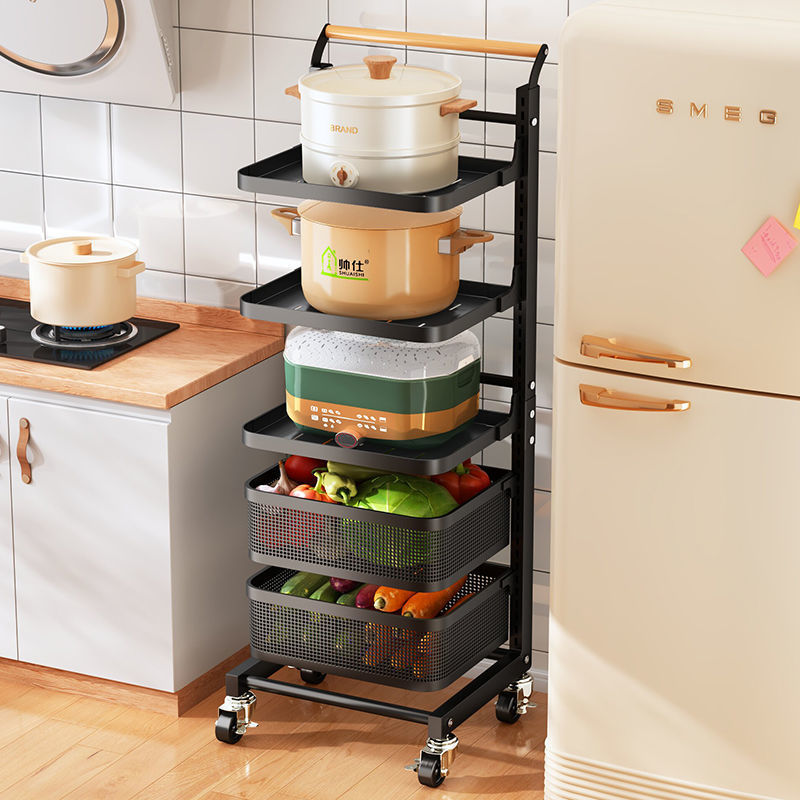热销高锅具收纳架层高可厨房菜篮子置物架多层家用放锅碗碟盆蔬菜