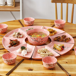 抖音网红同款陶瓷拼盘组合家用创意扇形餐盘圆桌摆盘餐具盘子单个