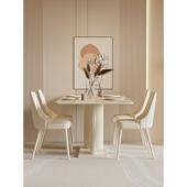 奶油风餐桌小户型石岩板现代轻奢法式 简约洞家用长方形组合餐桌椅