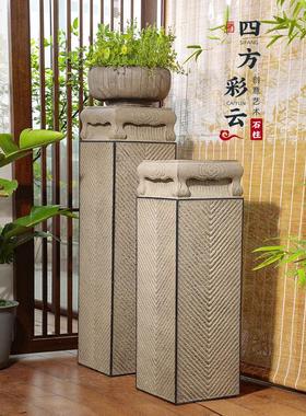 eq4f祥云展示柱仿古装饰摆件柱产品陈列展示台禅意落地玄关装饰