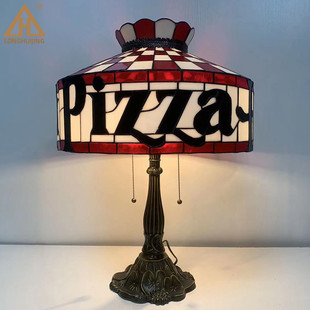 汇璟蒂凡尼灯具彩色玻璃装饰欧洲台灯字母pizza图案实用简约台灯