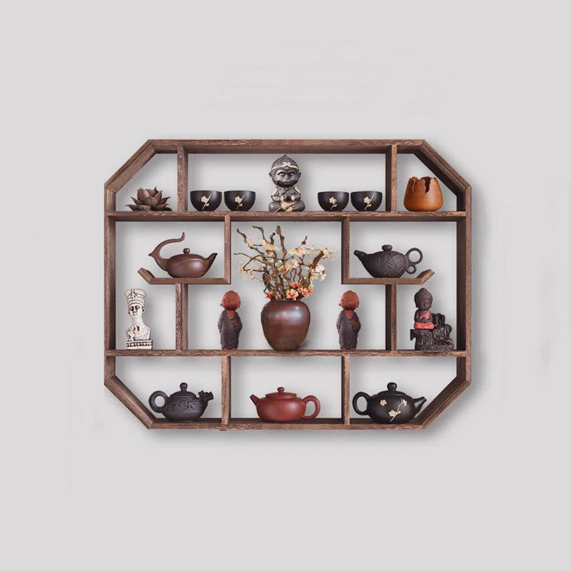 墙上曦2博古架实木中式新挂墙多宝阁壁挂式置物架威茶架展