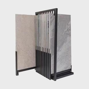 黑色瓷砖展示架抽拉款样品砖货架立式单面陶瓷大板旋转落地展架
