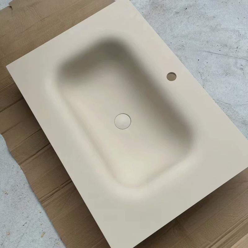 可中耐纯亚克力丽古风浴室柜一体盆组合奶油款卫生间洗漱洗脸台