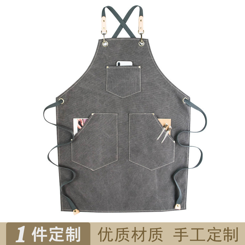 围裙咖啡师奶茶店理发师花艺师画围裙