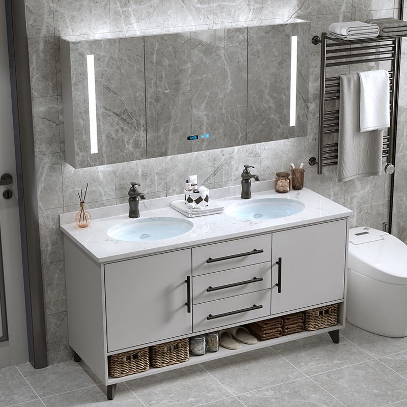 后现代简约浴室柜组合落地式洗脸面洗漱台盆洗手池卫生间轻奢北欧