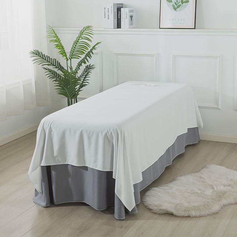 美容床单单件奢美容院高档格床罩四件套按摩黑白简约纯色厚