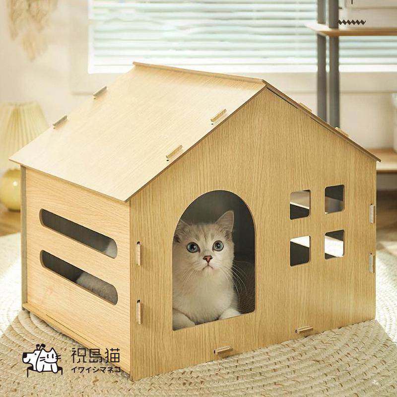 猫窝夏季降温猫别墅猫房子封闭式猫咪窝防水猫屋猫抓板窝四季通用