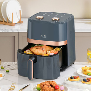 山本空气炸锅6L大容量机械双旋钮多功能无油炸锅薯条机家用