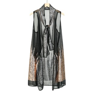 薄款长款马甲夏季薄款时尚蕾丝无袖开衫风衣潮流个性披肩外搭