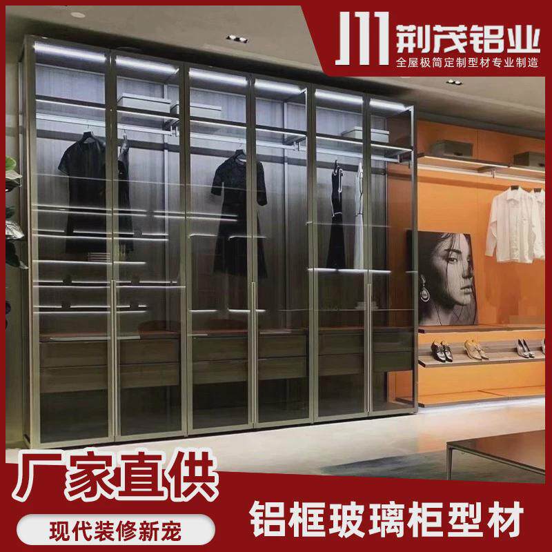 轻奢铝框衣柜门铝合金边框型材玻璃柜子20极简玻璃玻璃柜门定制