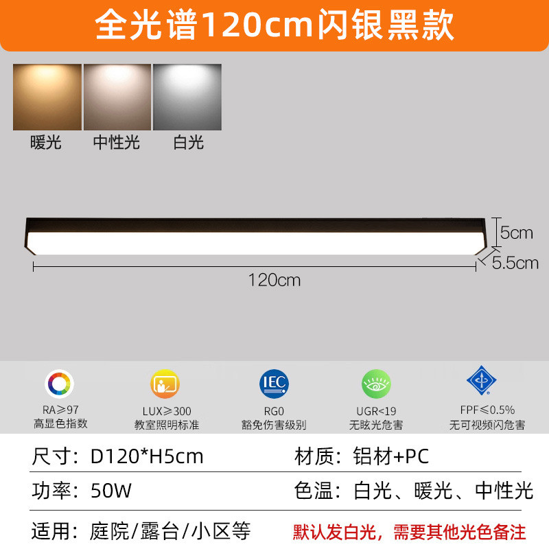 阳光房防雨吸顶灯阳光棚户外阳台入户灯专用走廊顶灯长条露台屋檐