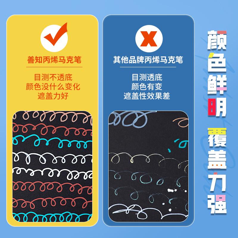 善知丙烯马克笔彩色水性颜料记号笔标记彩绘丙烯马克笔批发