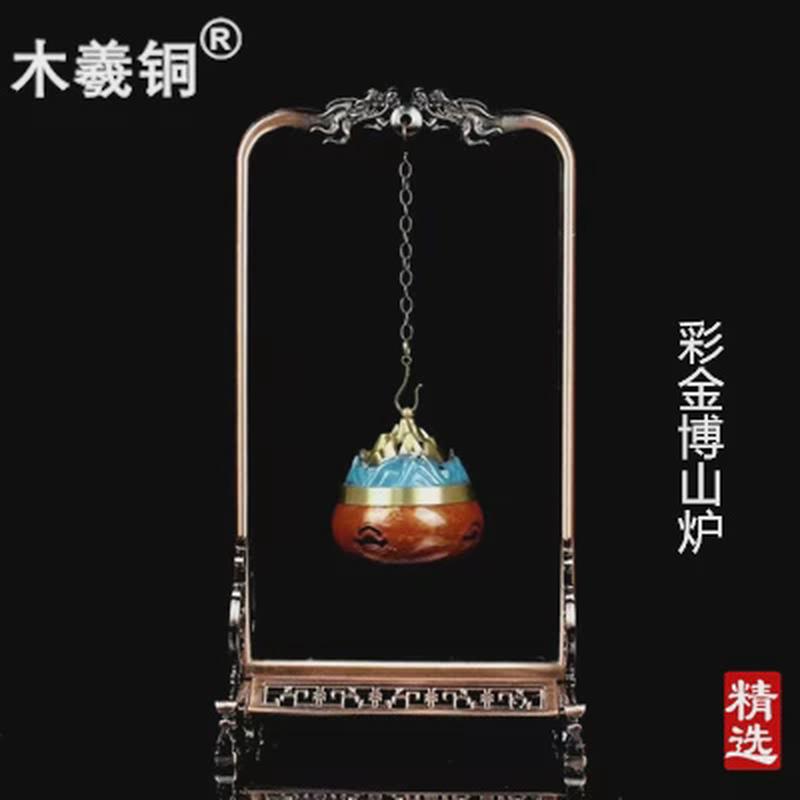室内悬挂炉双龙门福禄倒流檀香炉纯铜创意摆件熏香盘香炉吊式茶道