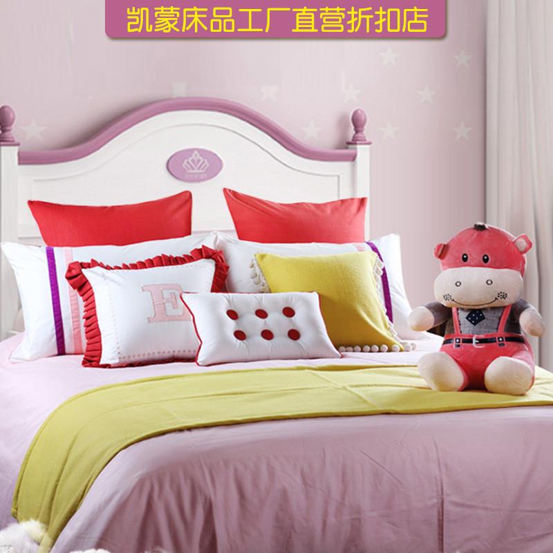 品美式儿童女孩房床现代别墅家居展厅软装样板房公主房床上用品