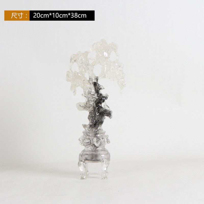 新中式白色透明太湖石工艺品现代样板房客厅会所茶室茶几装饰摆件