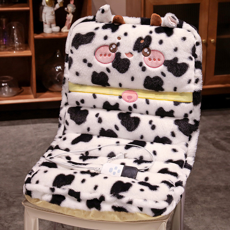 四季卡通一体式加热加厚坐垫靠背海绵久坐护腰椅子坐垫