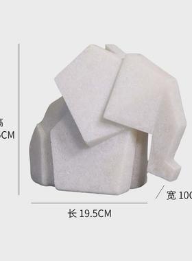 现代简约白色仿真大象摆件家居装饰品树脂工艺品创意摆件北欧树脂