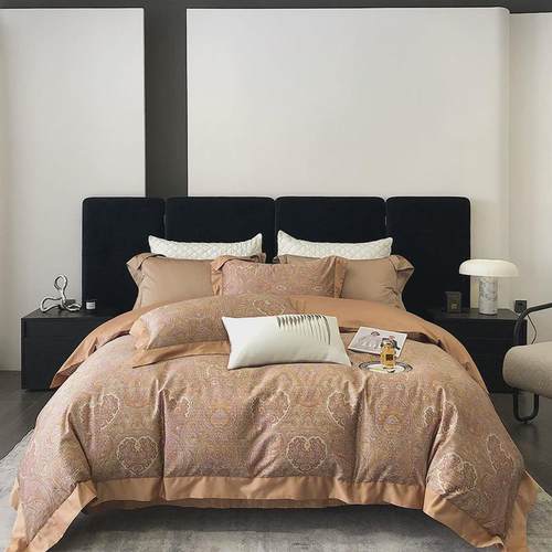 100支现代轻奢长绒棉结婚床上四件套复古酒红婚嫁婚房红色喜被