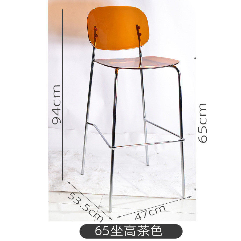 北欧中古简约现代高脚倒台吧椅宴会餐椅亚克力金属椅轻奢吧台椅