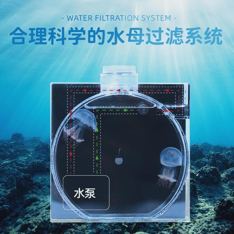 SmartF迷你桌面水母缸鱼缸生态发光水母瓶七彩遥控变色儿童节礼品