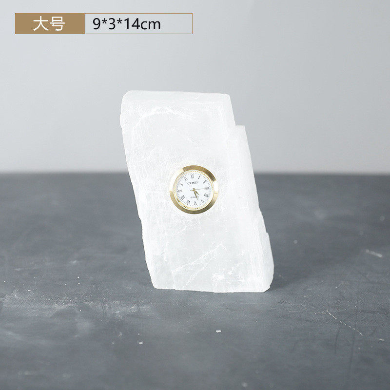 现代简约轻奢房间时钟摆件家居客厅样板晶石办公室晶石软装饰品
