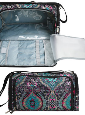 佩昂新款蓝色图腾编织毛线收纳包大容量多功能斜跨工具收纳