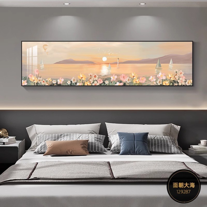 卧室装饰画床头挂画温馨福鹿墙画现代简约轻奢客厅主卧背景墙壁画