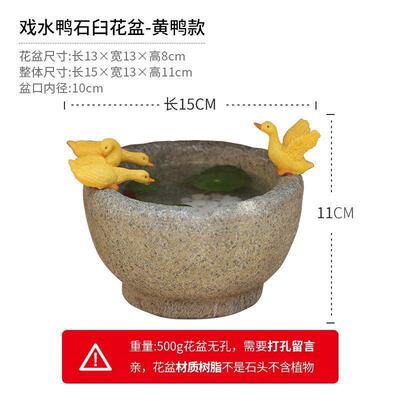 创意铜钱草水培花盆器皿无可爱水养植物睡莲碗莲花器孔鸭子盆景盆