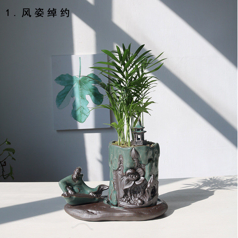 中国风禅韵哥窑组合盆陶瓷花盆创意室内桌面绿植盆栽多肉文竹盆栽,鲜花速递/花卉仿真/绿植园艺,花盆,淘宝优惠券,粉丝福利购,淘宝优惠卷