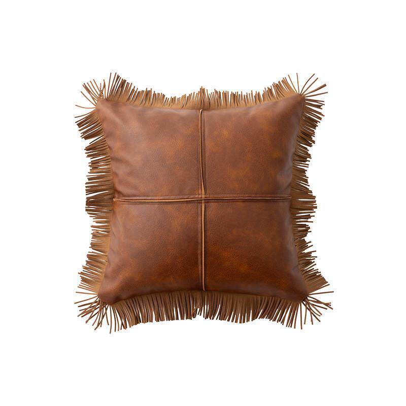 沙发抱枕高级感北欧复古PU皮革客厅靠枕飘窗轻奢办公室护腰靠背垫