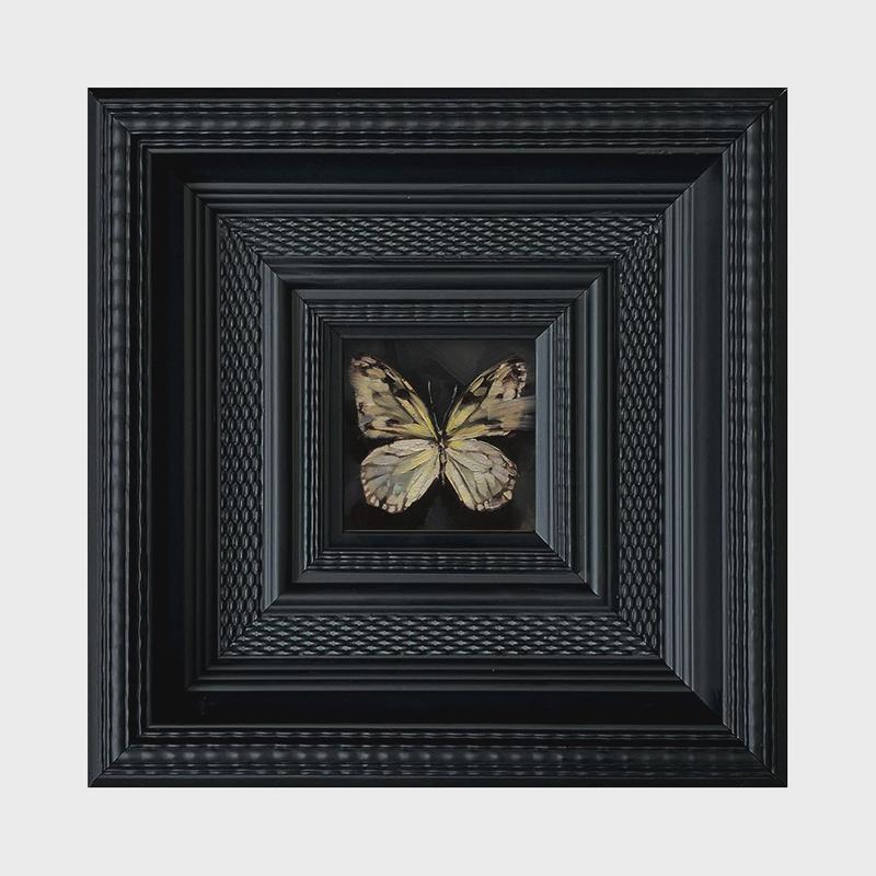 法式中古欧式客厅装饰画黑色花纹实木框美式古典蝴蝶挂画餐厅壁画图片