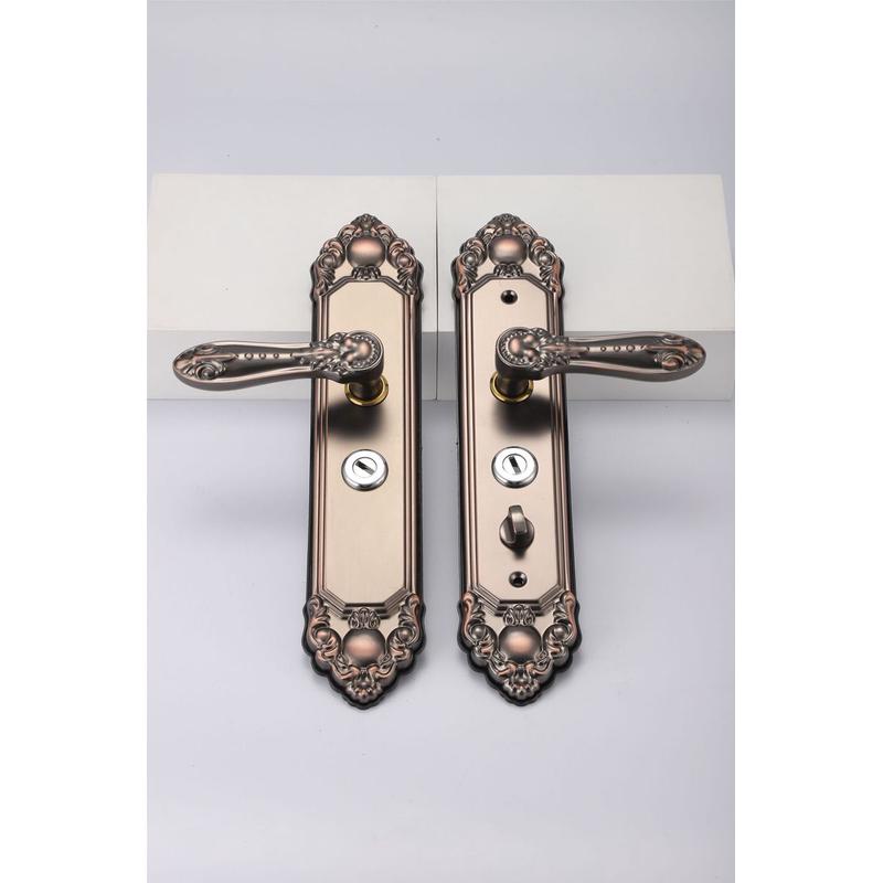 简欧式大门机械门锁不锈钢防盗门把手别墅双开加厚拉手门锁面板锁