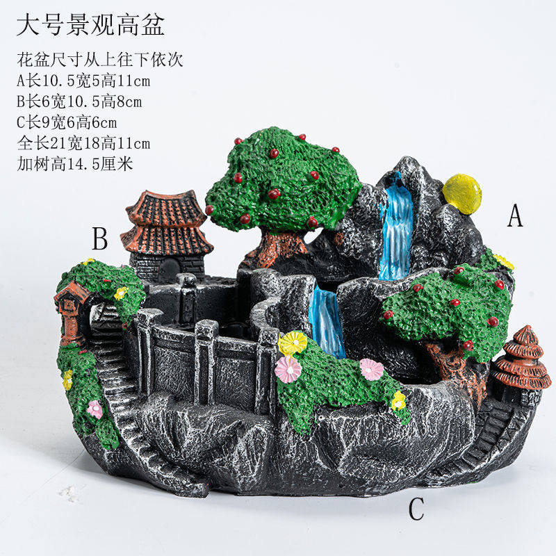 仿石头房子厂家直销微景观大口径多口特大号家用花盆多肉花盆包邮