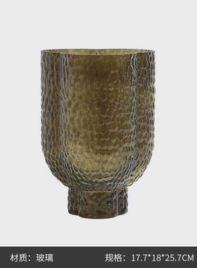 现代简约水波纹肌理玻璃花瓶样板间摆件茶几装饰品创意家居餐边柜