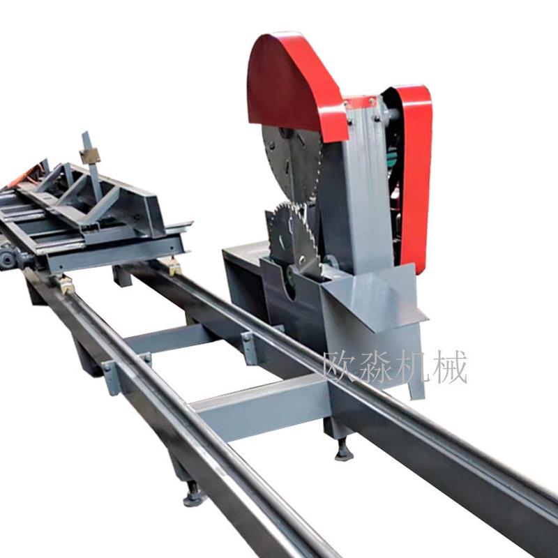 圆木推台锯开板锯全自动原木推台锯开木板料机带锯机圆园盘锯