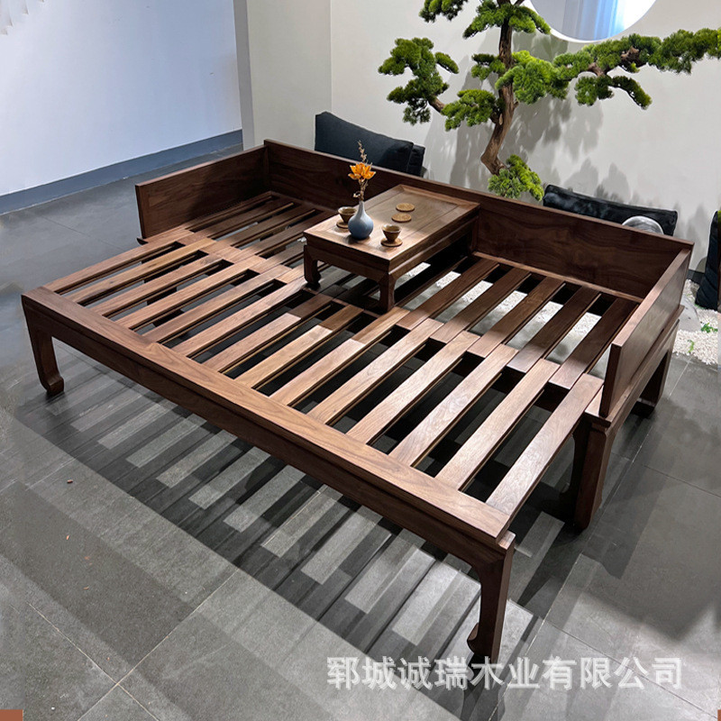 老榆木罗汉床客厅沙发床两用实木推拉小户型美人贵妃榻榆木沙发椅