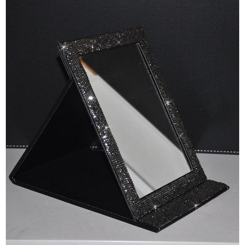 创意镶钻化妆镜折叠镜子 贴钻公主镜梳妆镜 欧式桌面台式大号美妆