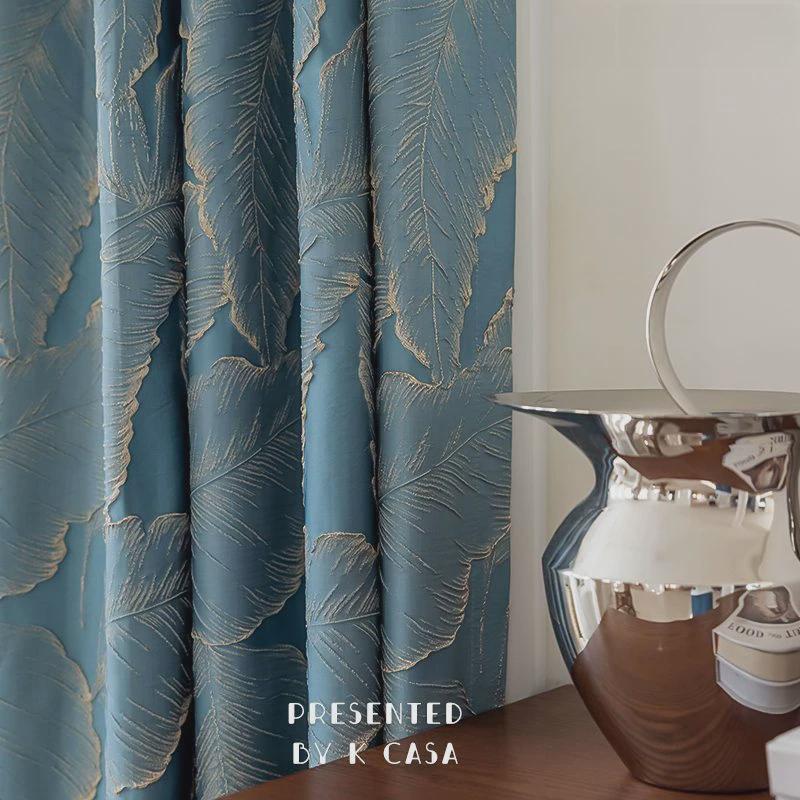 大叶子高精密窗帘轻奢现代法式简约复古遮光新款卧室高级客厅窗帘