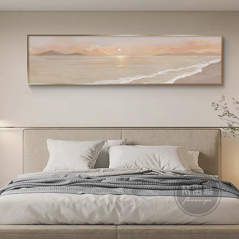 卧室床头装饰画现代海景布置房间挂画温馨新婚情侣主卧背景墙壁画