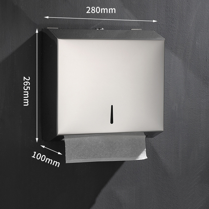 酒店卫生间纸巾盒304不锈钢方形抽纸盒厕所防水壁挂擦手纸盒