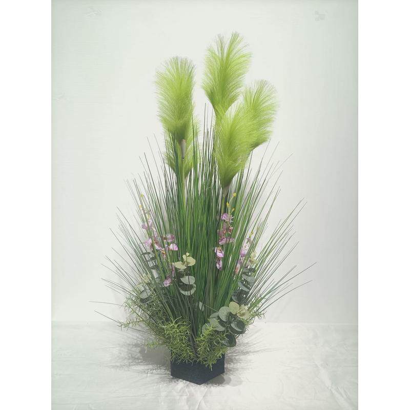 仿真狗尾巴草绿植盆景芦苇洋葱草8090cm室内家居装饰摆件植物盆栽
