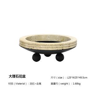 北欧简约大理石洞石苔藓售楼装 饰花盆摆件客厅民宿酒店样板间绿植