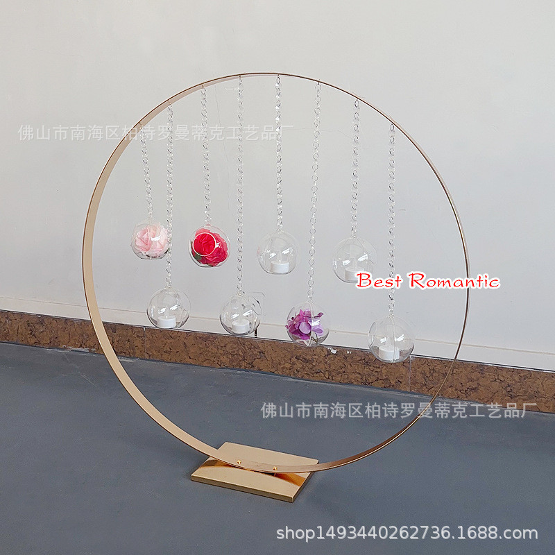 新款婚庆道具电镀吊球铁艺舞台装饰布置婚庆路引摆件珠帘铁架铁架